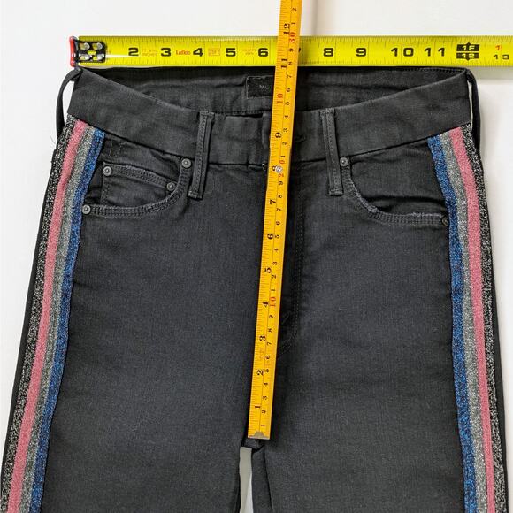 Mother Guilty Glitter Racer 24 Black Skinny Jeans Luxe Athleisure Street Style - Picture 8 of 12